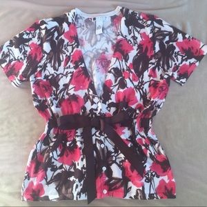 Carole Little cotton blend tie s/s cardigan